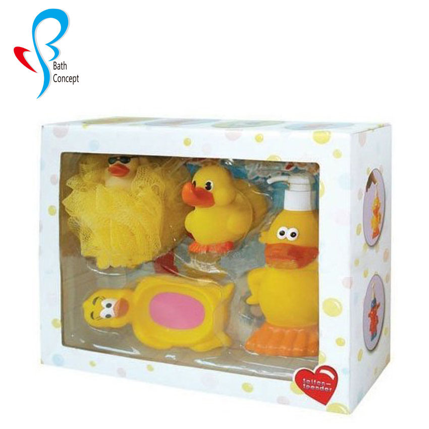 OEM natural organic skin care baby shower gift set newborn organic bath gift set cute yellow duck baby bath spa gift sets (4)