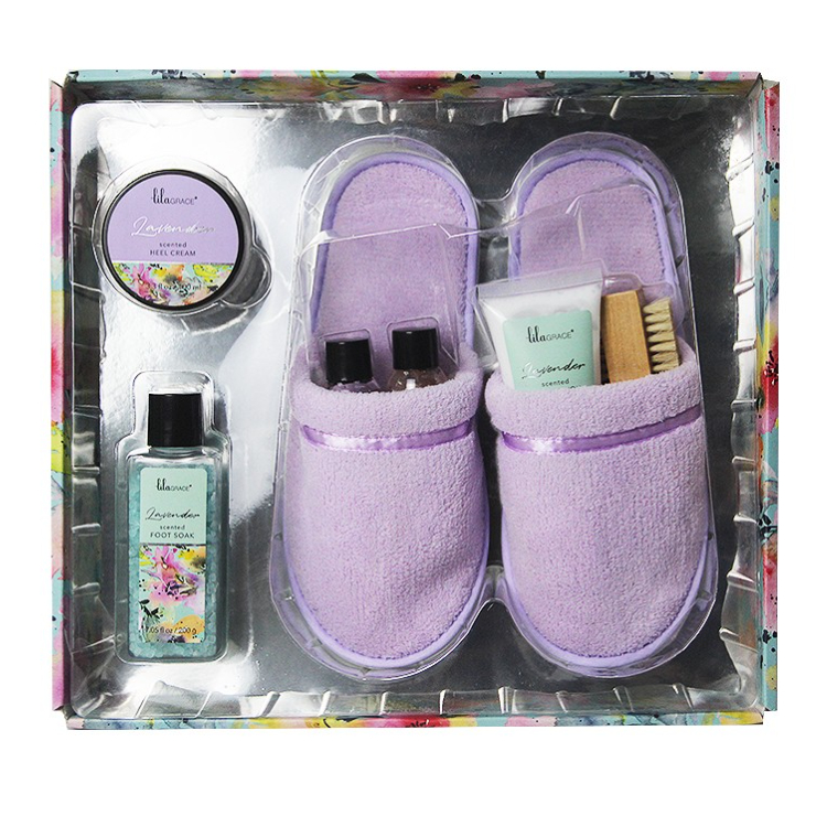 Wholesale OEM Luxury Valentine's Day lavender slipper gift set accessory Relaxing organic traveling bath gift set for woman (2)